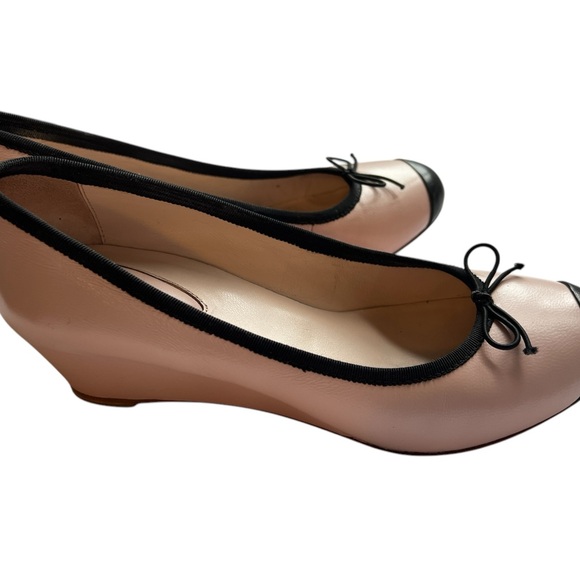Bloch Blush Pink with Black Cap Toe Ballet Style Mini Wedge Heels Size 39.5 - Picture 2 of 11